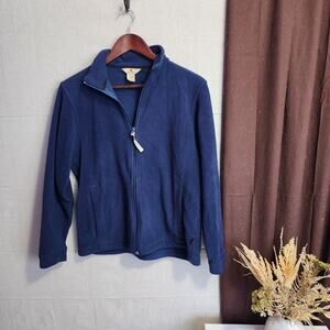 Woolrich Womens Fleece Jacket Size S Navy Blue Long Sleeve Zip Up Soft